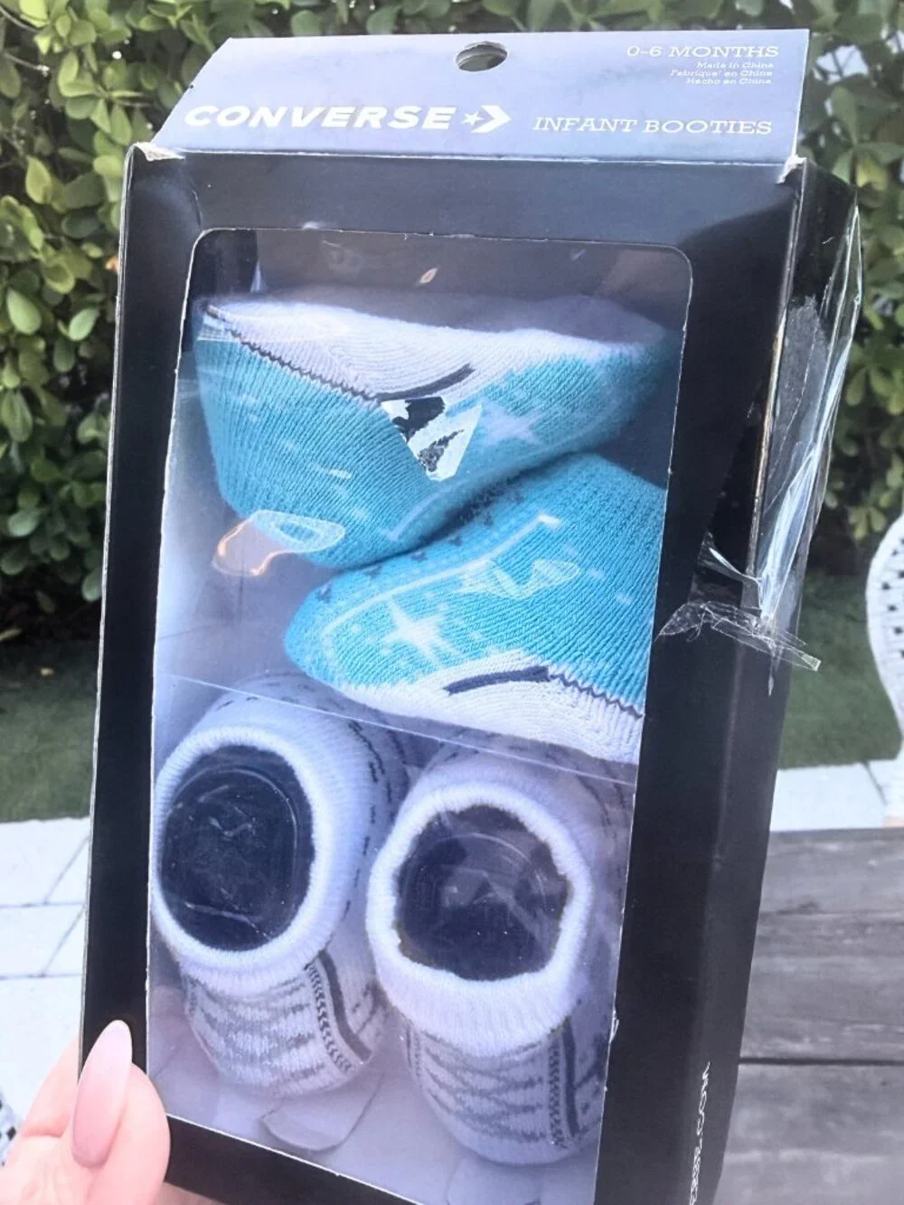 Converse Infant Baby Booties 2 Pack (Blue & White, 0-6 Months) Baby Socks Shoes